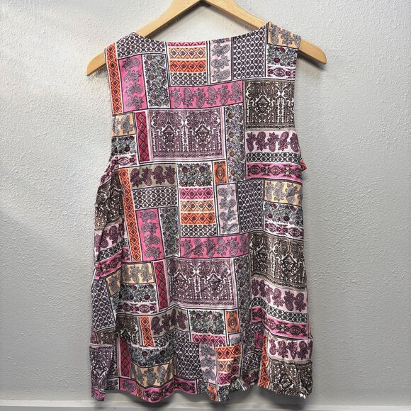J. Jill Multicolored Paisley Patchwork Sleeveless Tank Blouse Size Large - Picture 2 of 6